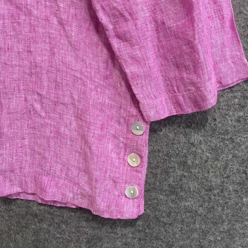 Tahari Linen Tunic Top Women XL Purple Beach Coastal Lagenlook Resort Minimalist - Picture 4 of 9